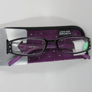 Foster Grant Purple Criss-Cross / Rhinestones +1.50 Reader Glasses with Case